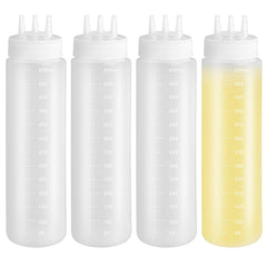 Skdqiee 4pcs sauce bottle squeeze 24 oz with scale