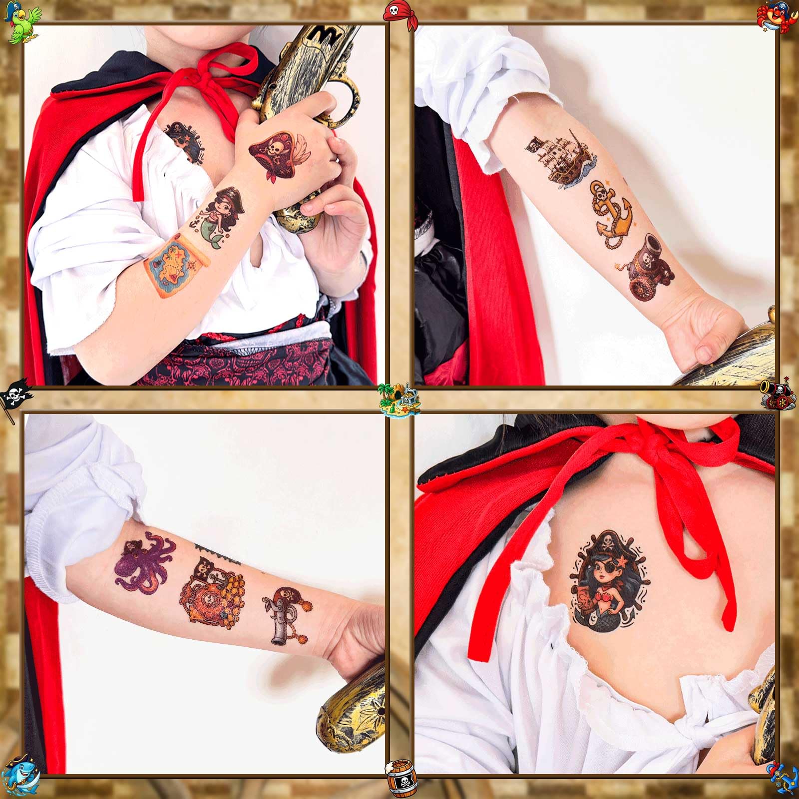 Skin friendly pirate tattoos safe for kids