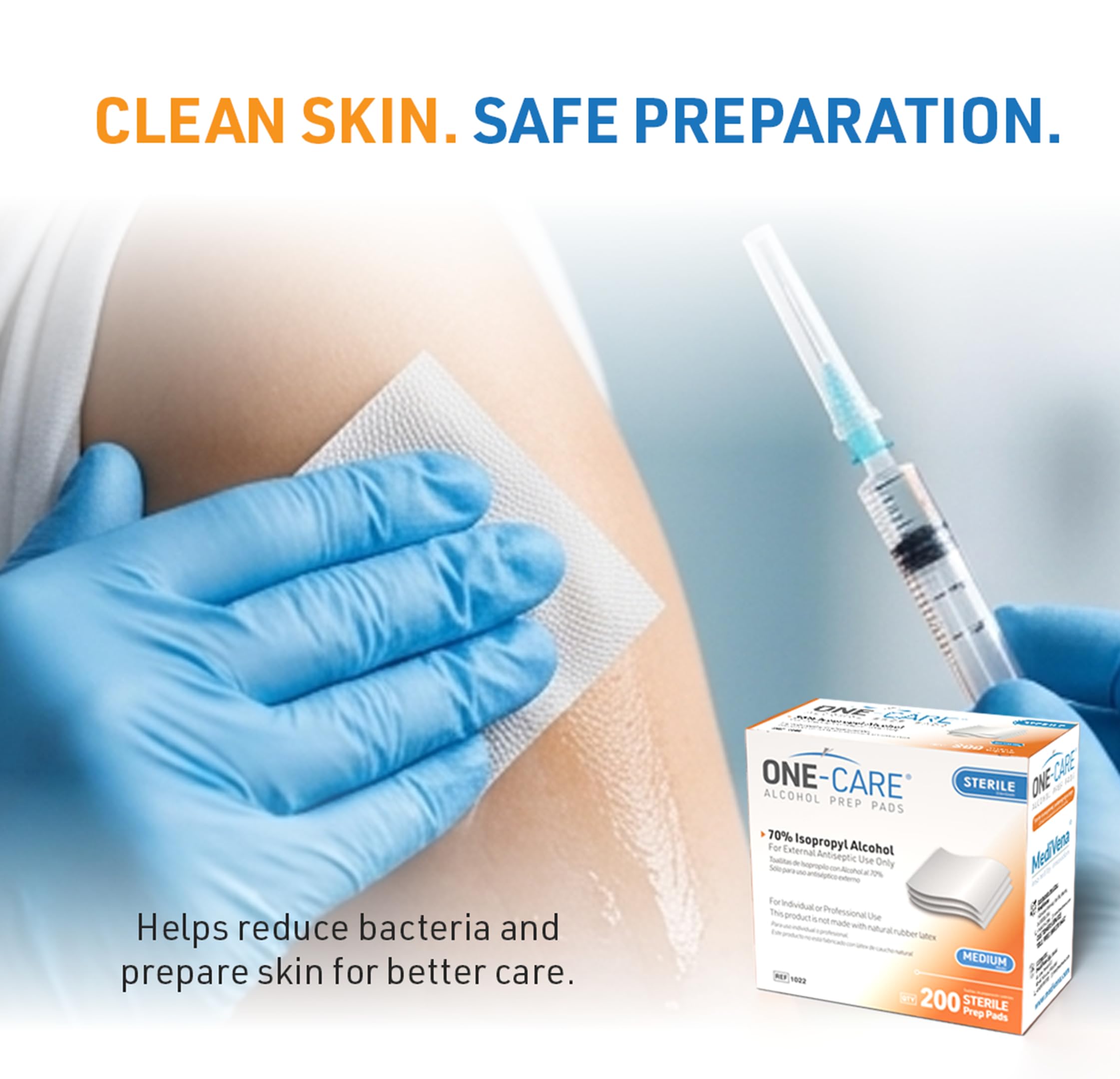 Skin prep pad suitable before routine care tasks