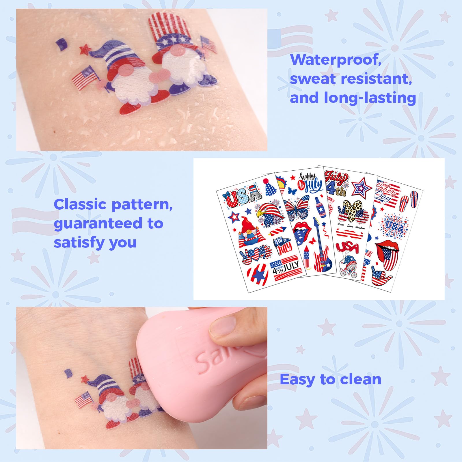Independence Day face decals for parades and parties