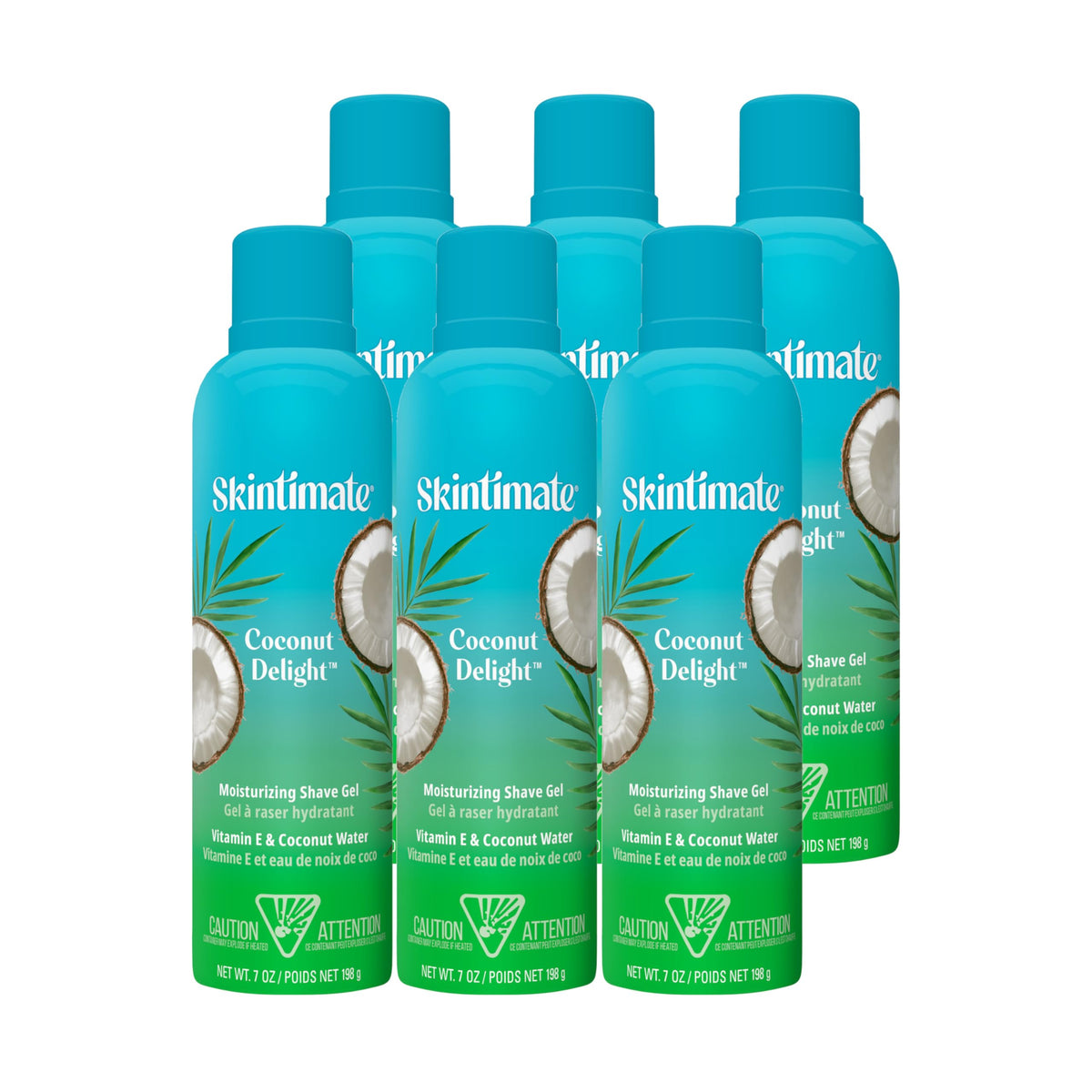 Skintimate Coconut Delight Shave Gel for Women 7oz bottle 6 pack