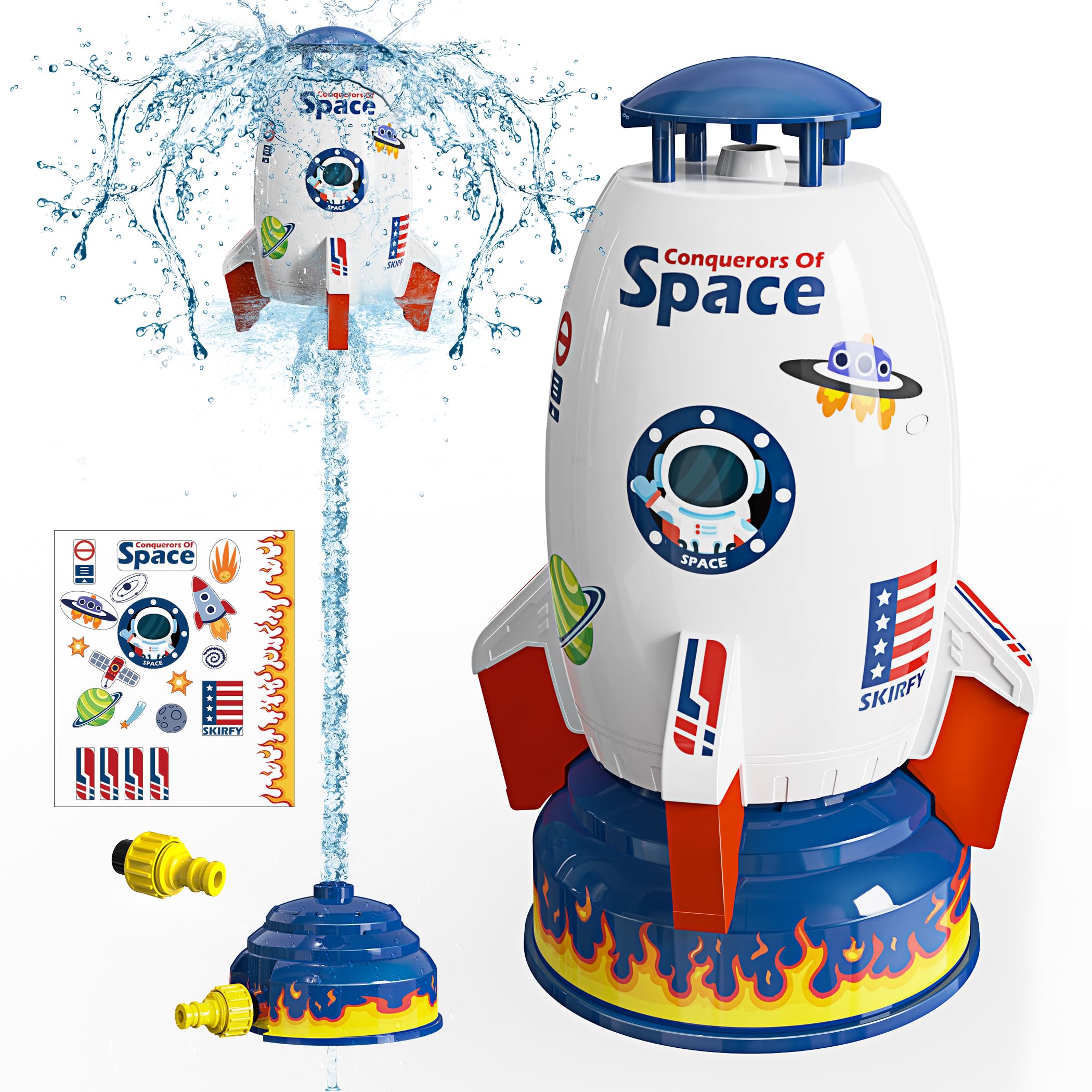 Skirfy sprinkler rocket launcher white outdoor toy for kids