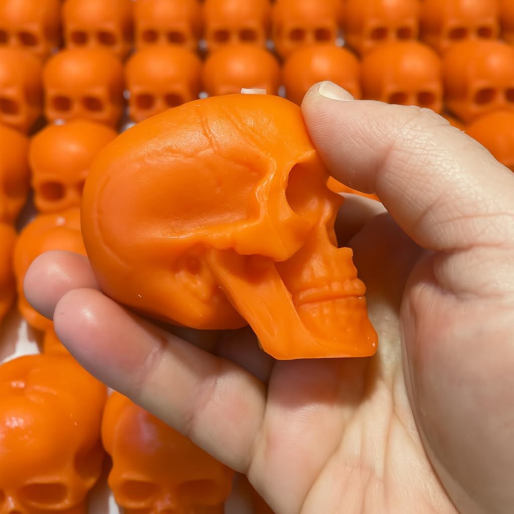 2 pcs orange skull candles height 2.36 inches for spells