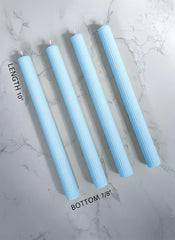 Sky Blue unscented taper candles for ribbed sticks