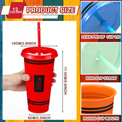 crayon themed 24 oz plastic tumbler with lid and straw by skylety
