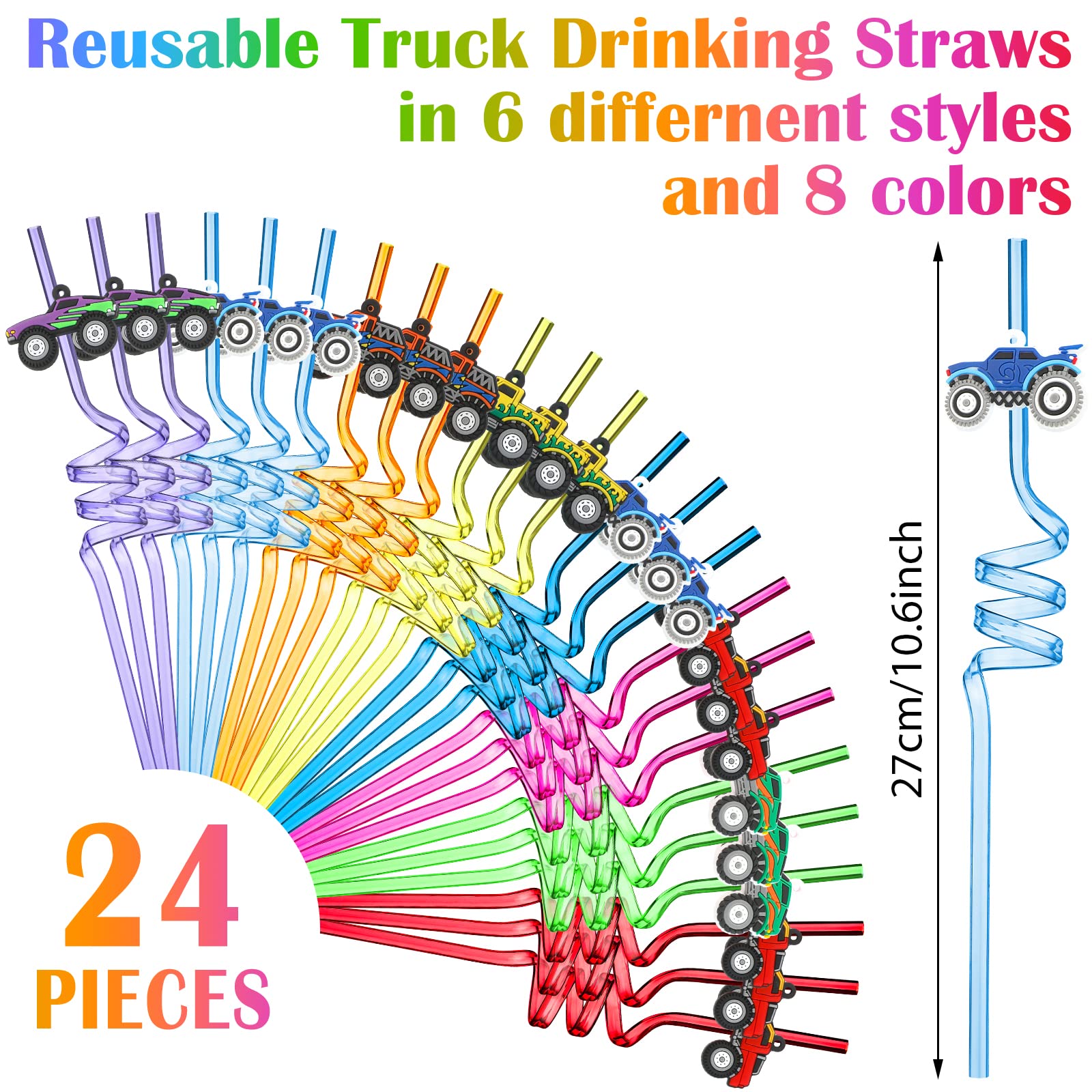 Six truck straw styles in eight colors for Skyley set