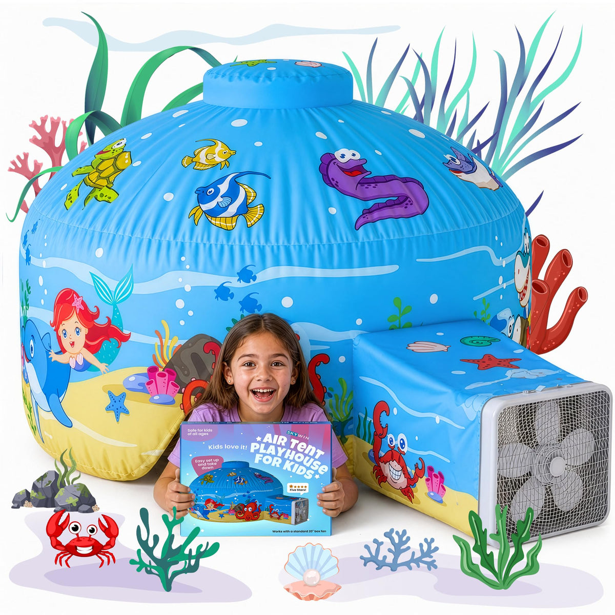 Skywin Airtent air tent for kids 77 x 50 inches ocean fun – image 1