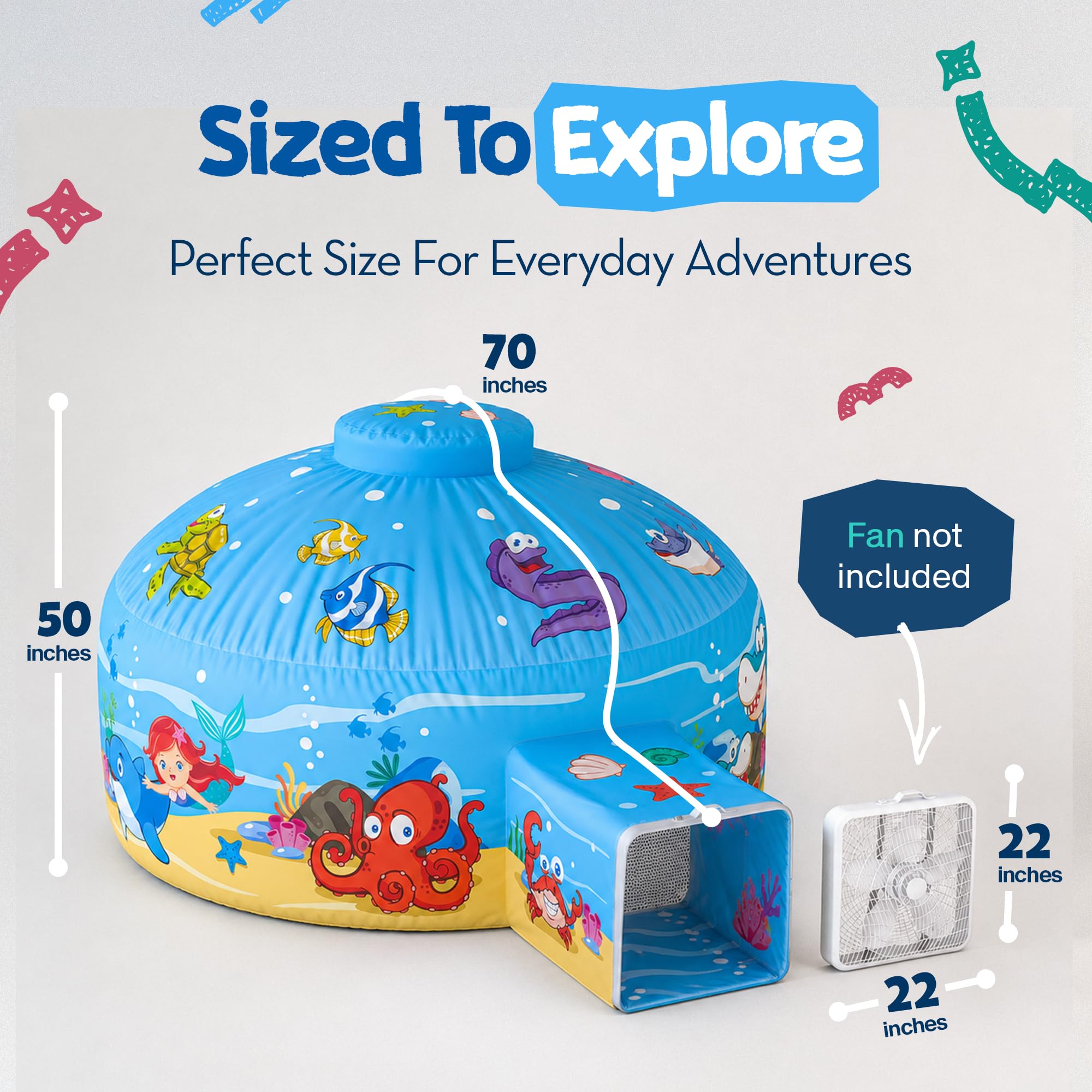 Ocean print kid tent 77 x 50 inches – image 5
