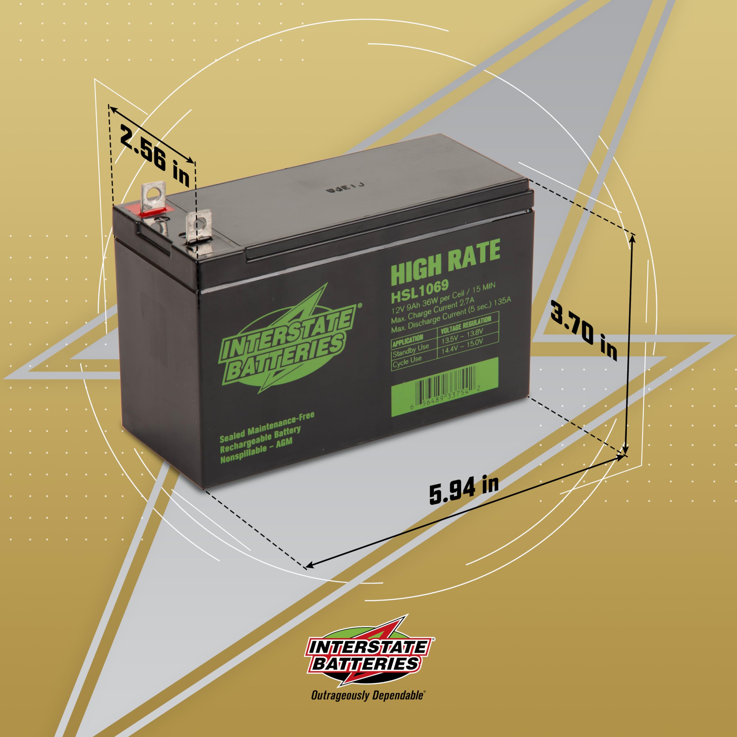 Maintenance-free sealed lead-acid 12V 9Ah VRLA design