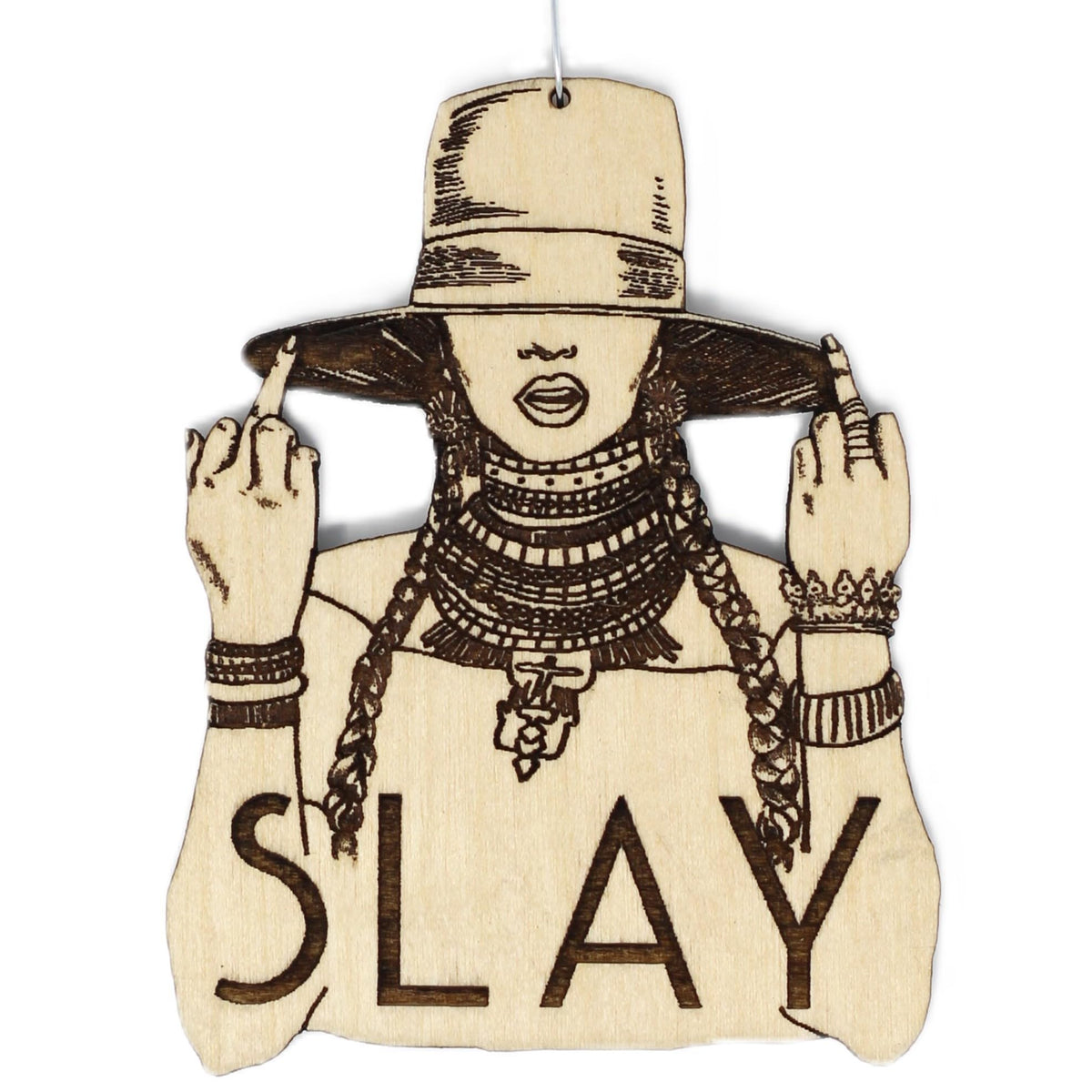 Slay My Name Christmas Ornament birch wood handcrafted in Pacific Northwest studio