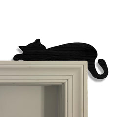 Sleepy Cat Door Topper black PVC decor for door corner