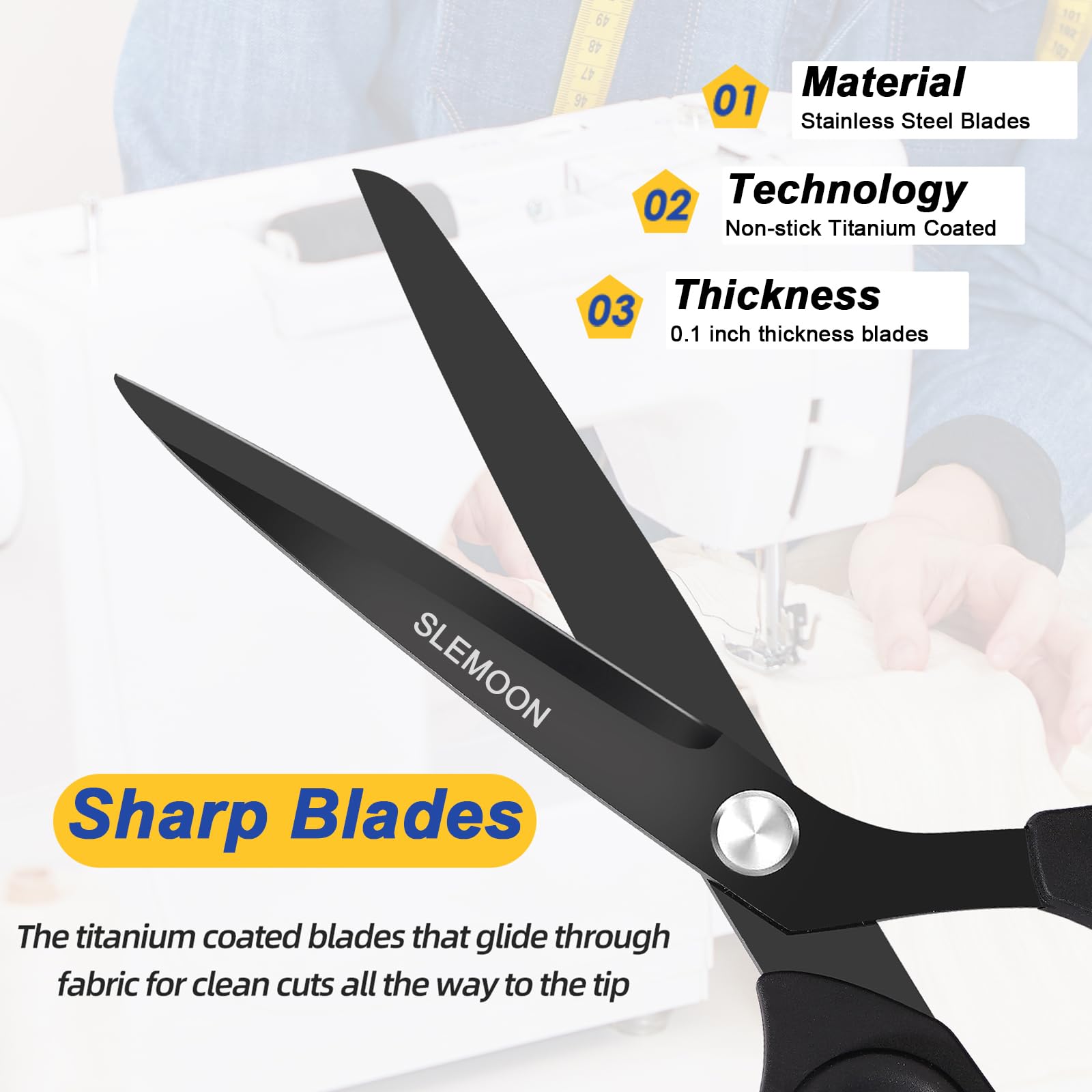 SLEMOON heavy duty office scissors with soft grip