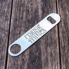 Slim compact bottle opener for kitchen and bar use