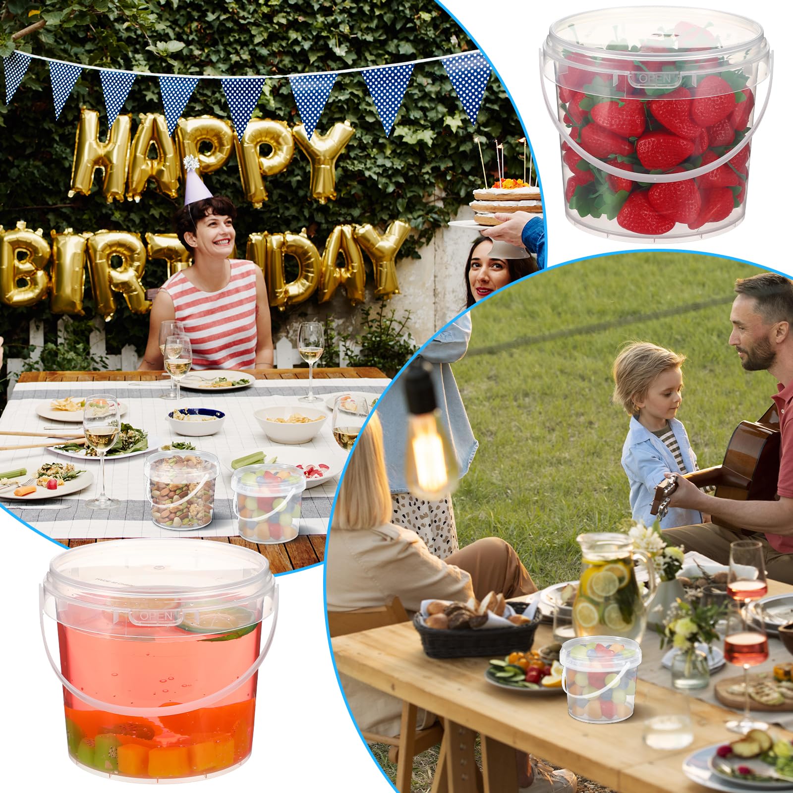 Slime container style clear bucket with lid