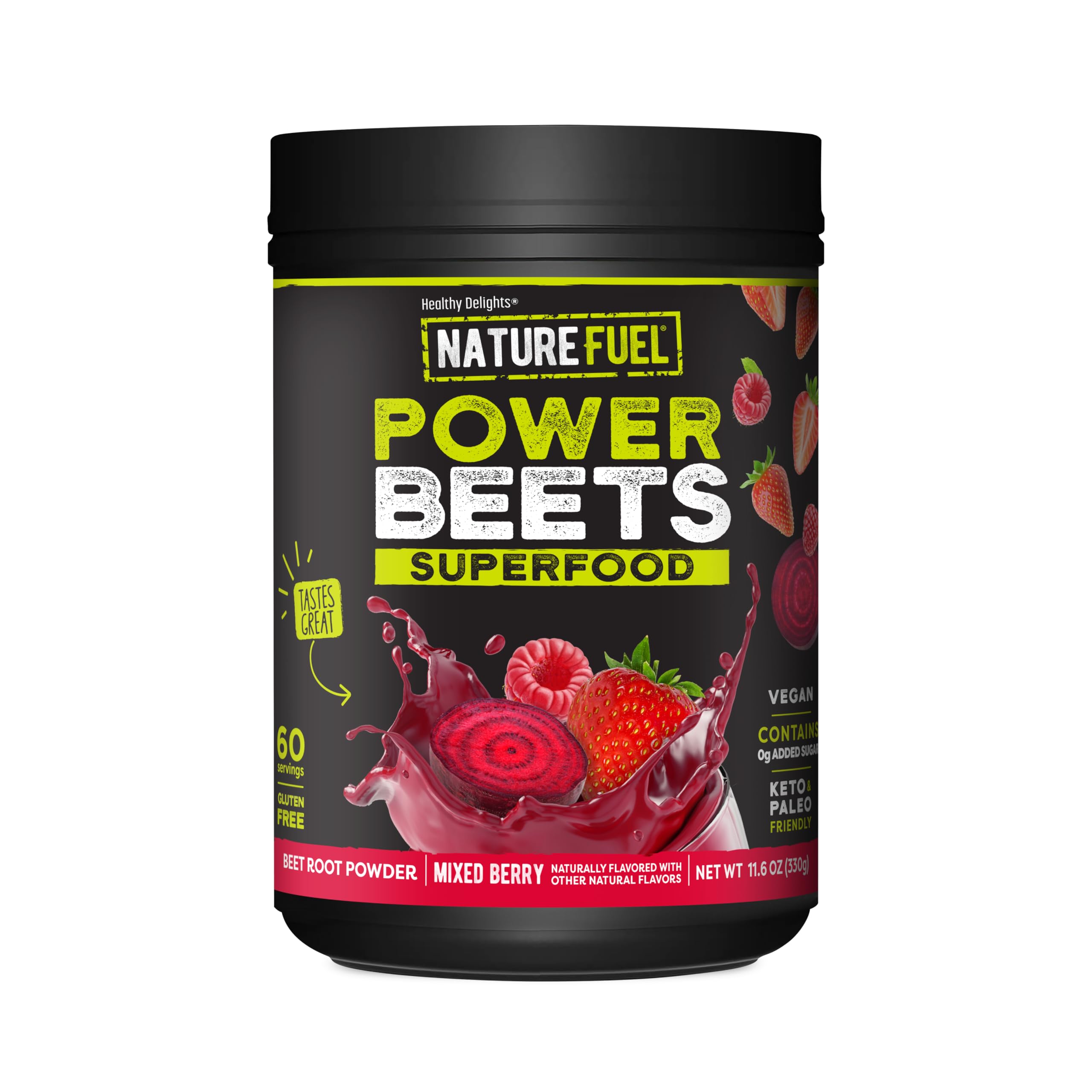 SlimFast Nature Fuel Power Beets Powder mixed berry 60 servings container