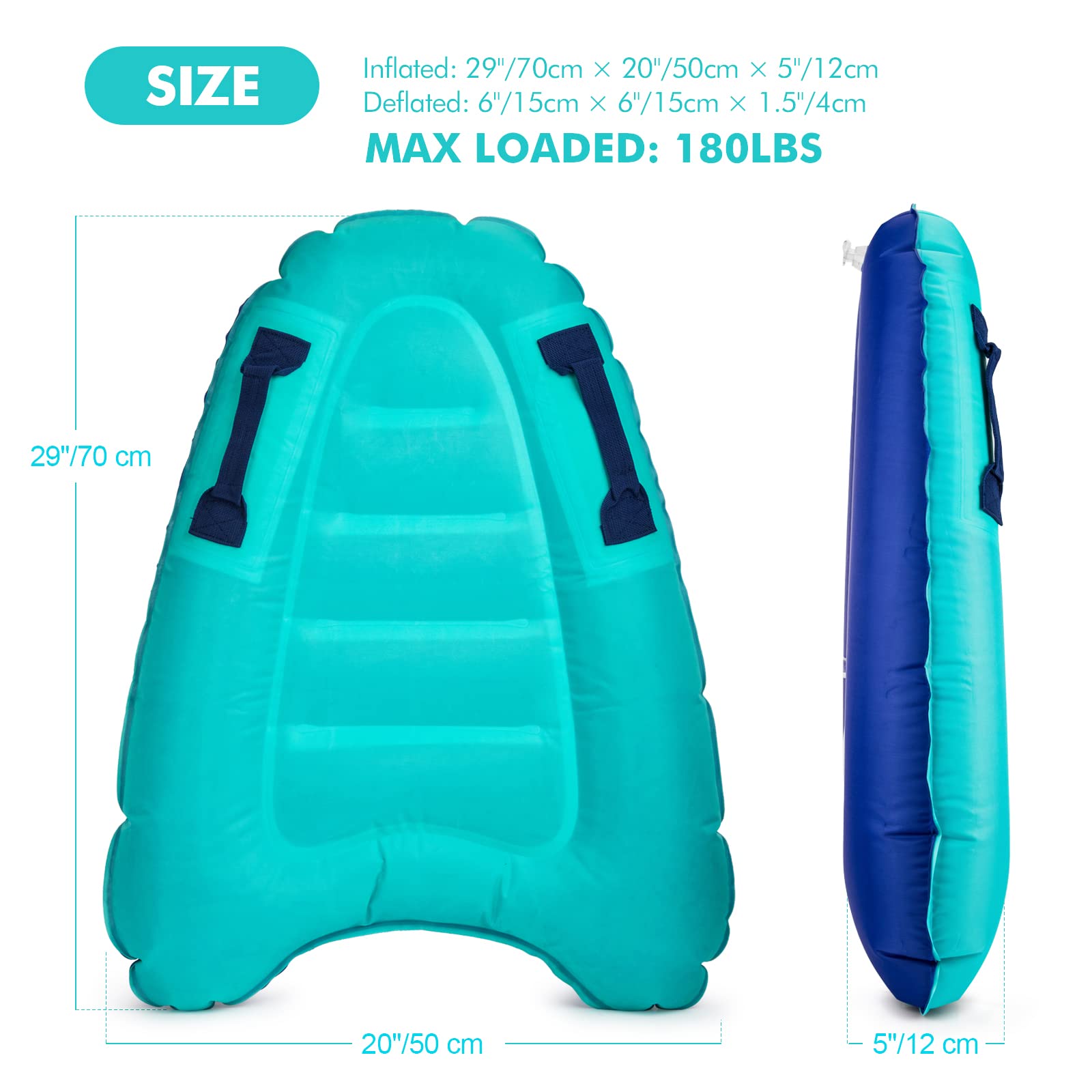 Two-color double-sided inflatable surf board