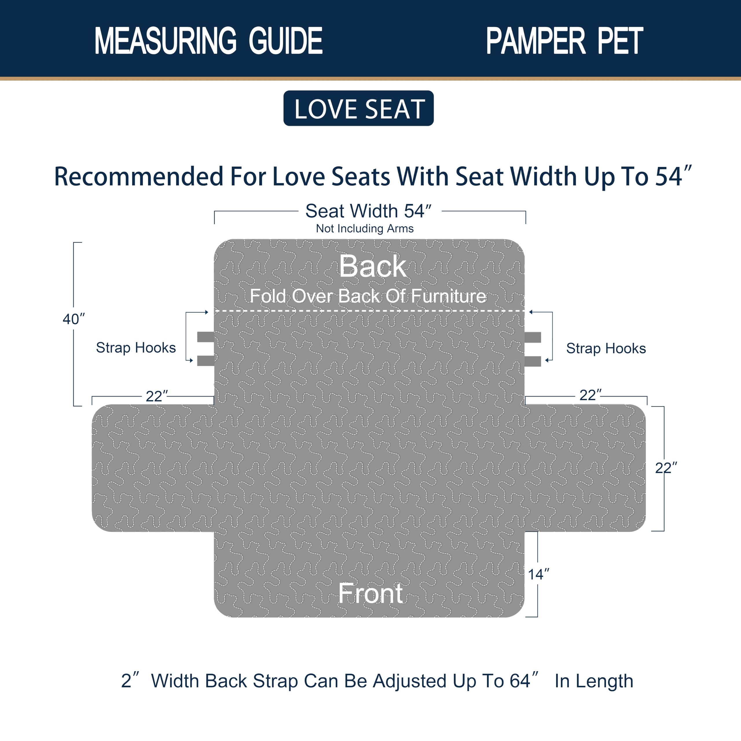 Slip cover designed for seats up to 54 inches wide