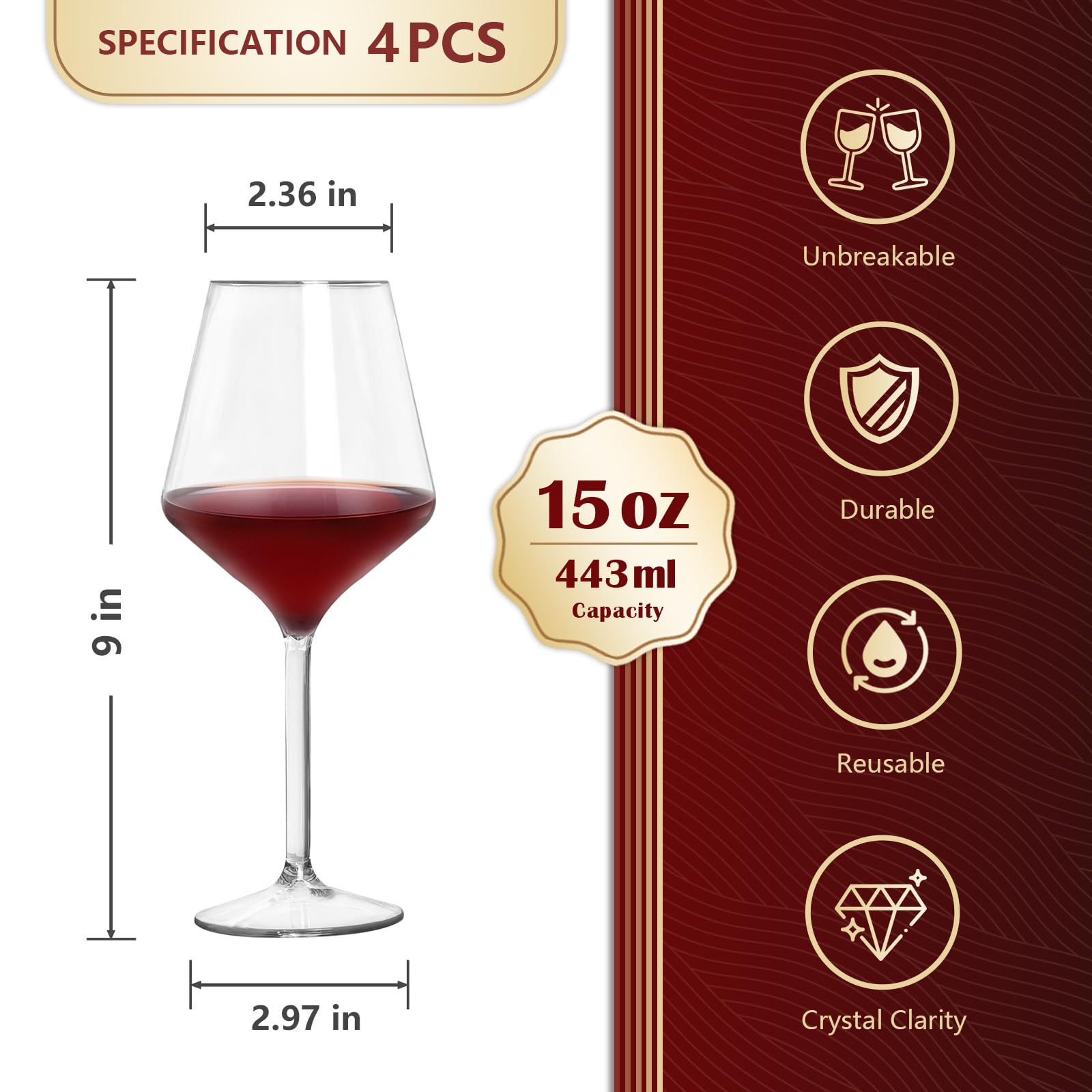 Unbreakable clear goblets for outdoor use