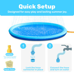 Durable thick non-toxic material of SLOOSH 72in blue splash pad sprinkler