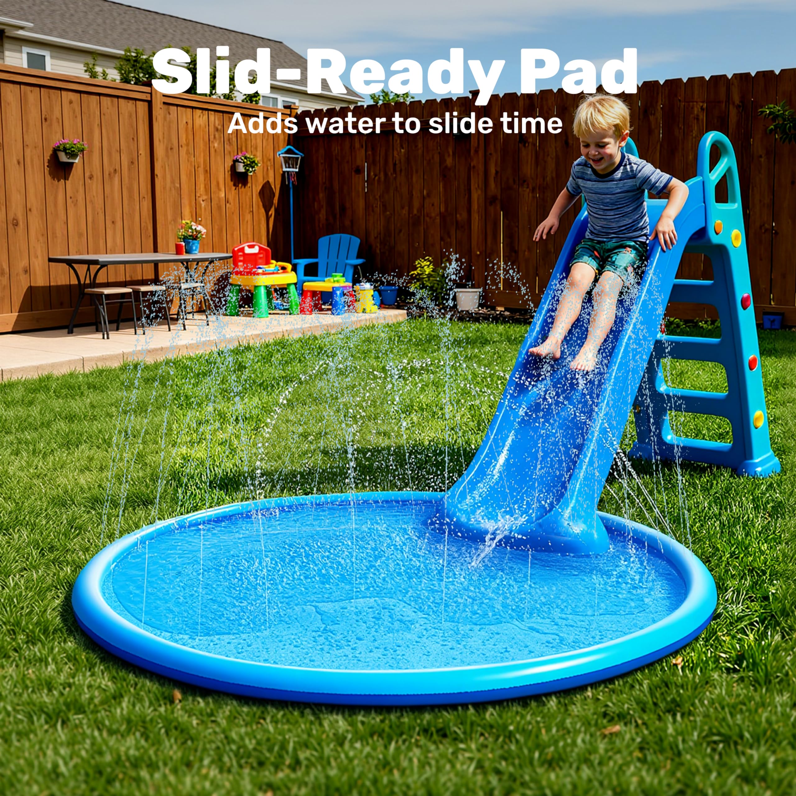 Non-slip surface detail of SLOOSH splash pad sprinkler 72in blue
