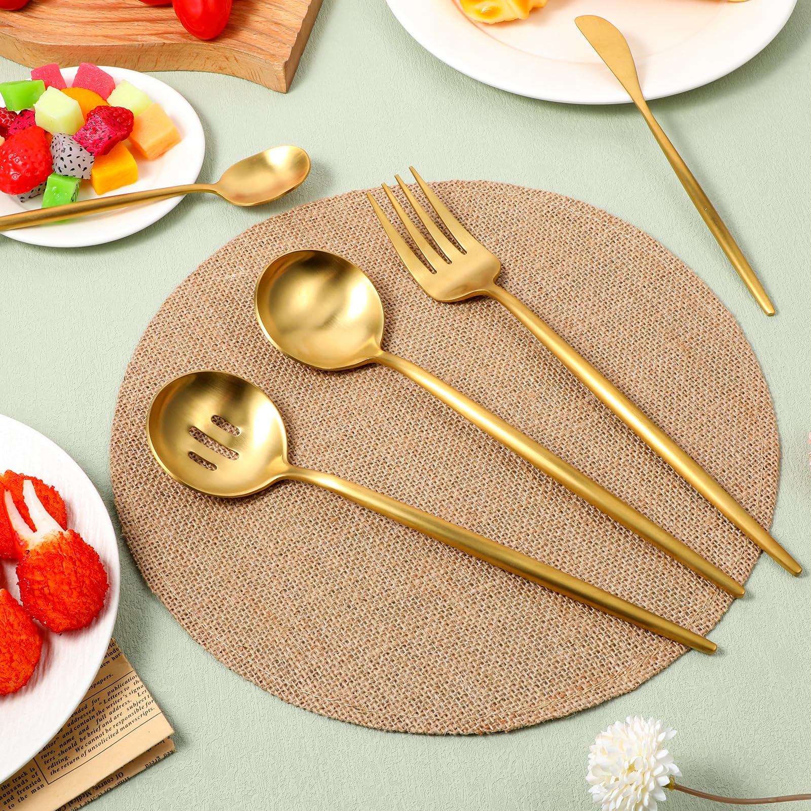 Gold slotted serving spoon 10-3 inch