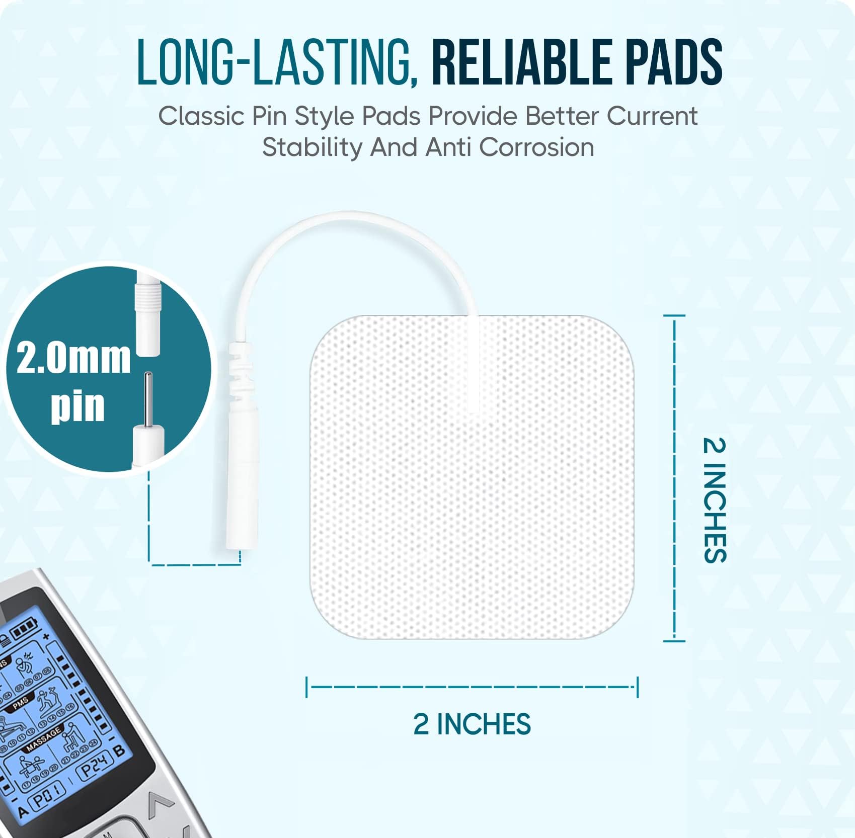 Reusable 30+ cycle SM electrode pad 2x2