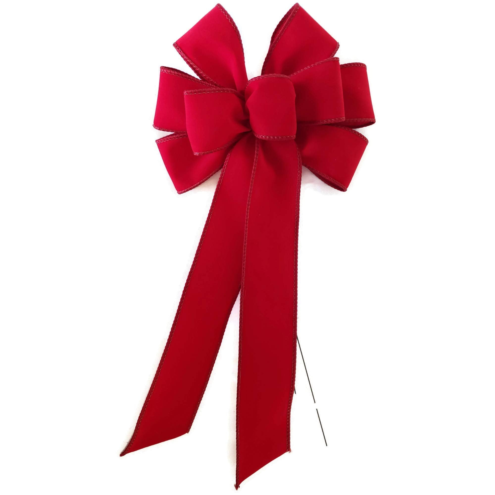 Small 5-6 inch wired red velvet bow for wreaths