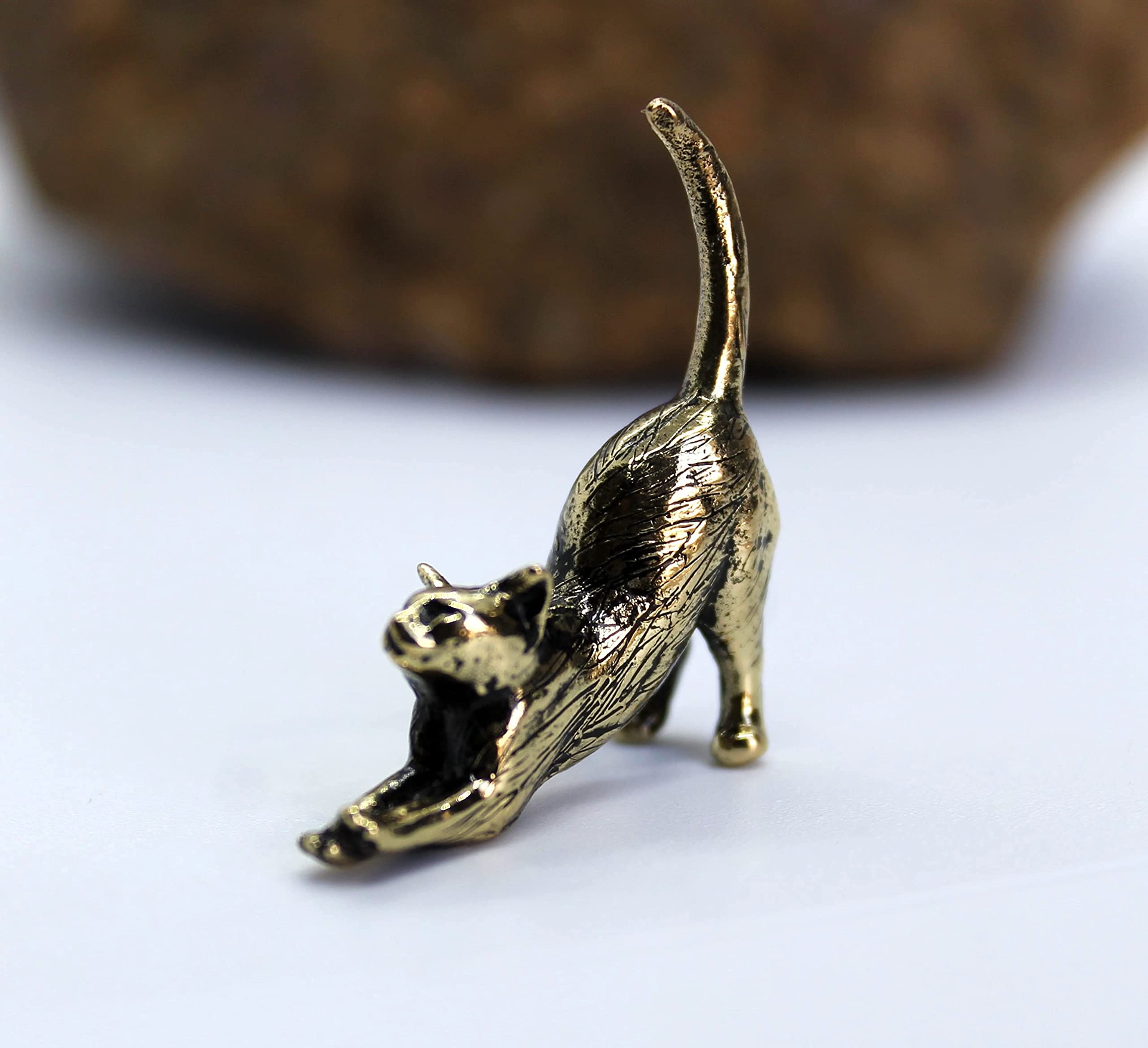 Decorative brass cat figurine ideal for office desk