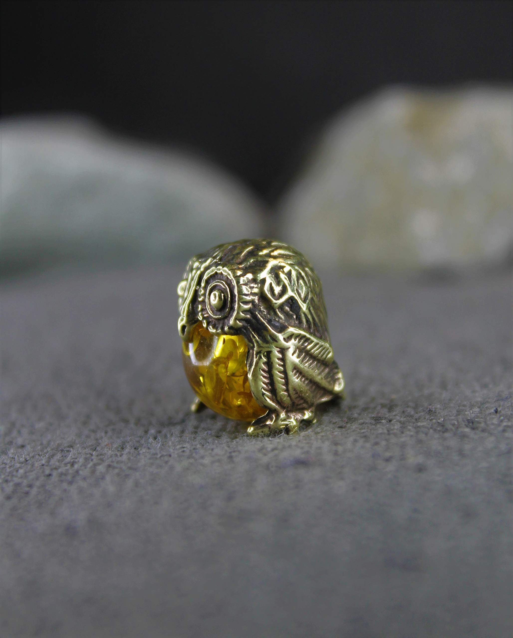 Handmade brass owl figurine ready for display