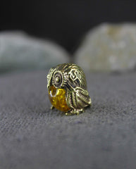 Handmade brass owl figurine ready for display
