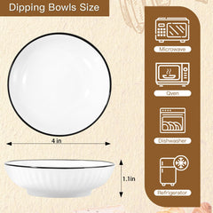 Dishwasher and microwave safe dipping bowls for sauces and snacks