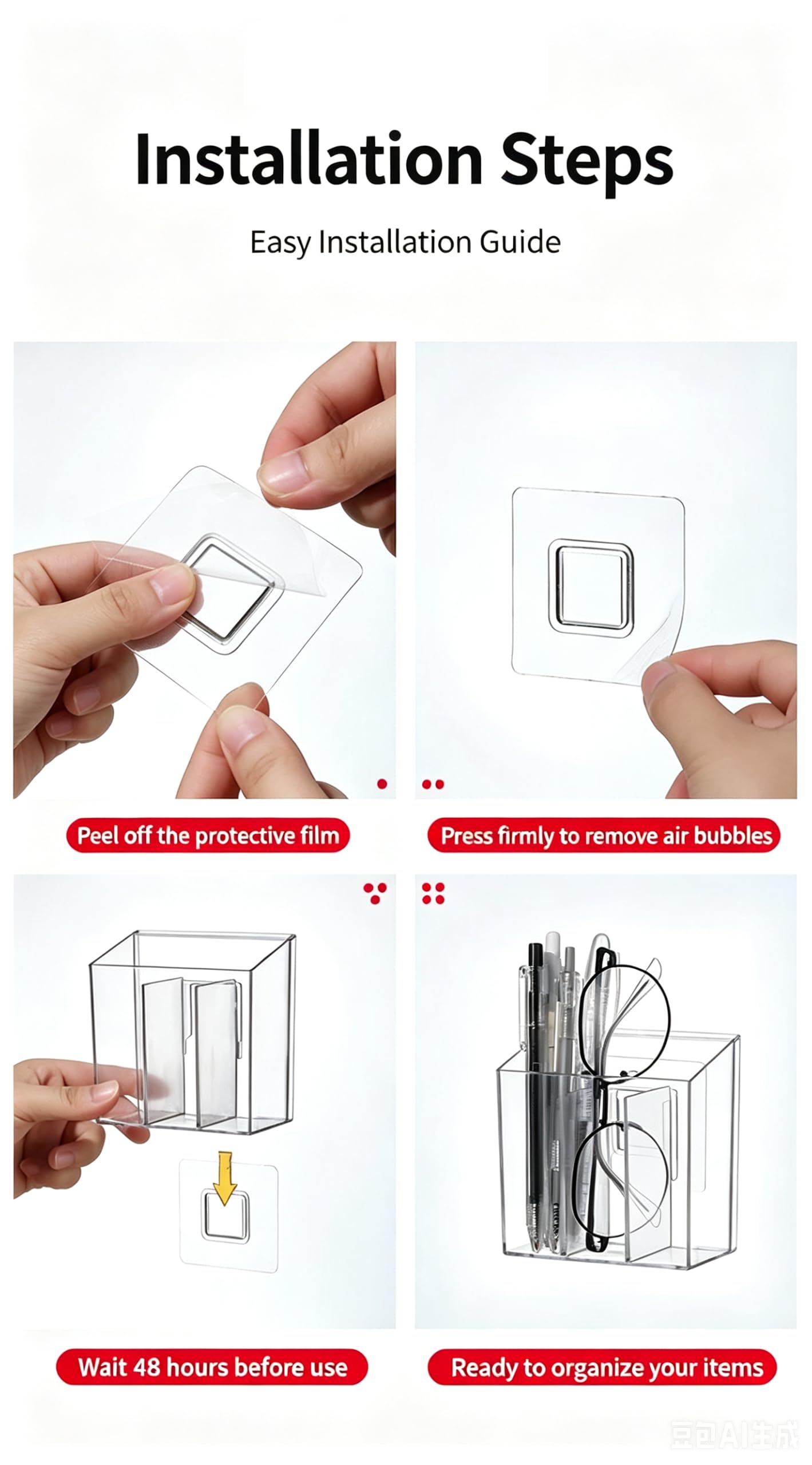 Small items organizer for glasses toothbrushes and tubes