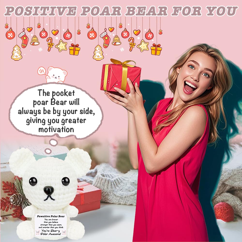 Bedside polar bear plush with encouragement card