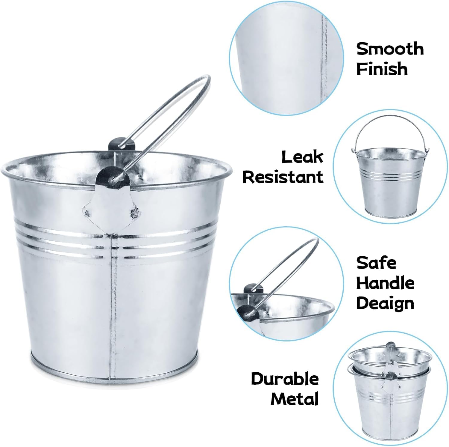4 inch tall metal bucket for centerpieces and favors