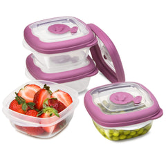 Small plastic food storage containers with lids 5 oz set of 4