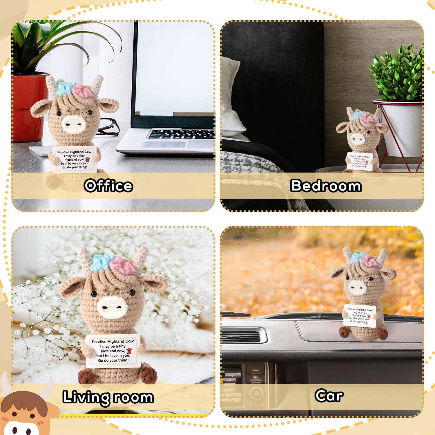 Small portable Highland cow crochet doll 12 cm