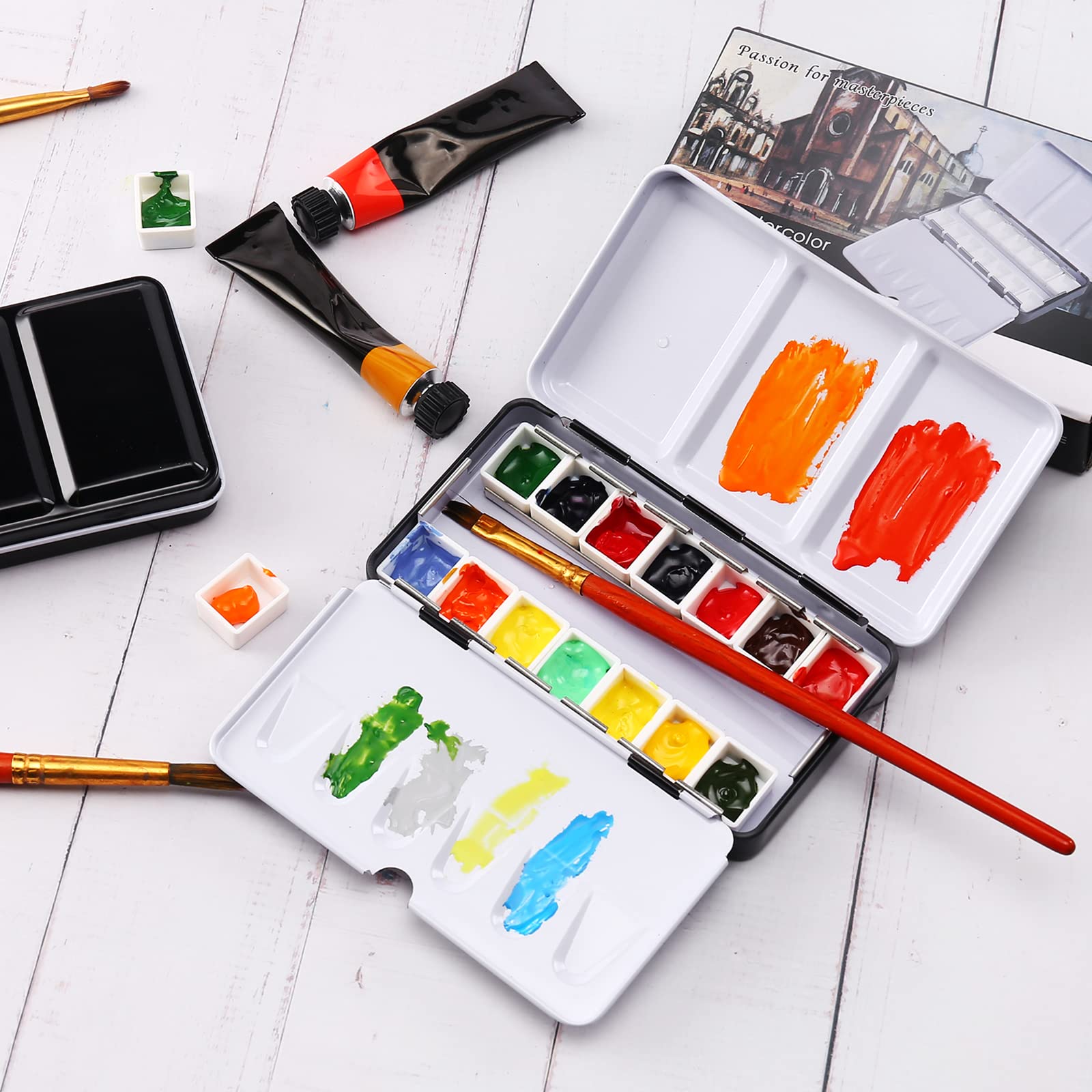 small tray watercolor palette for field sketching