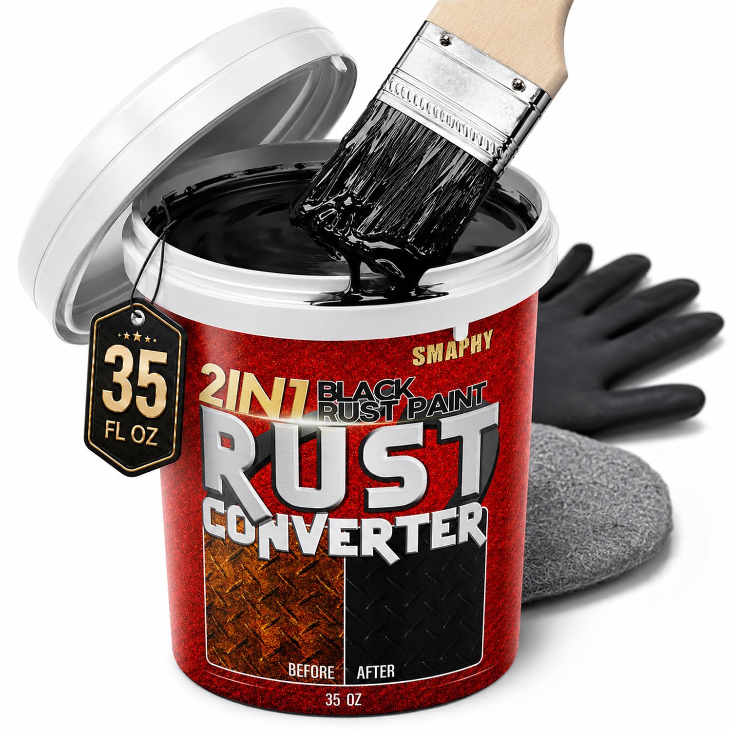 SMAPHY 2-in-1 rust converter and metal primer for rusted metal