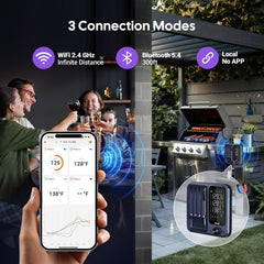 smart app connected meat thermometer interface on device