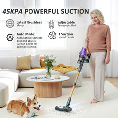 LED touch display on VENHIDELY vacuum showing mode and battery