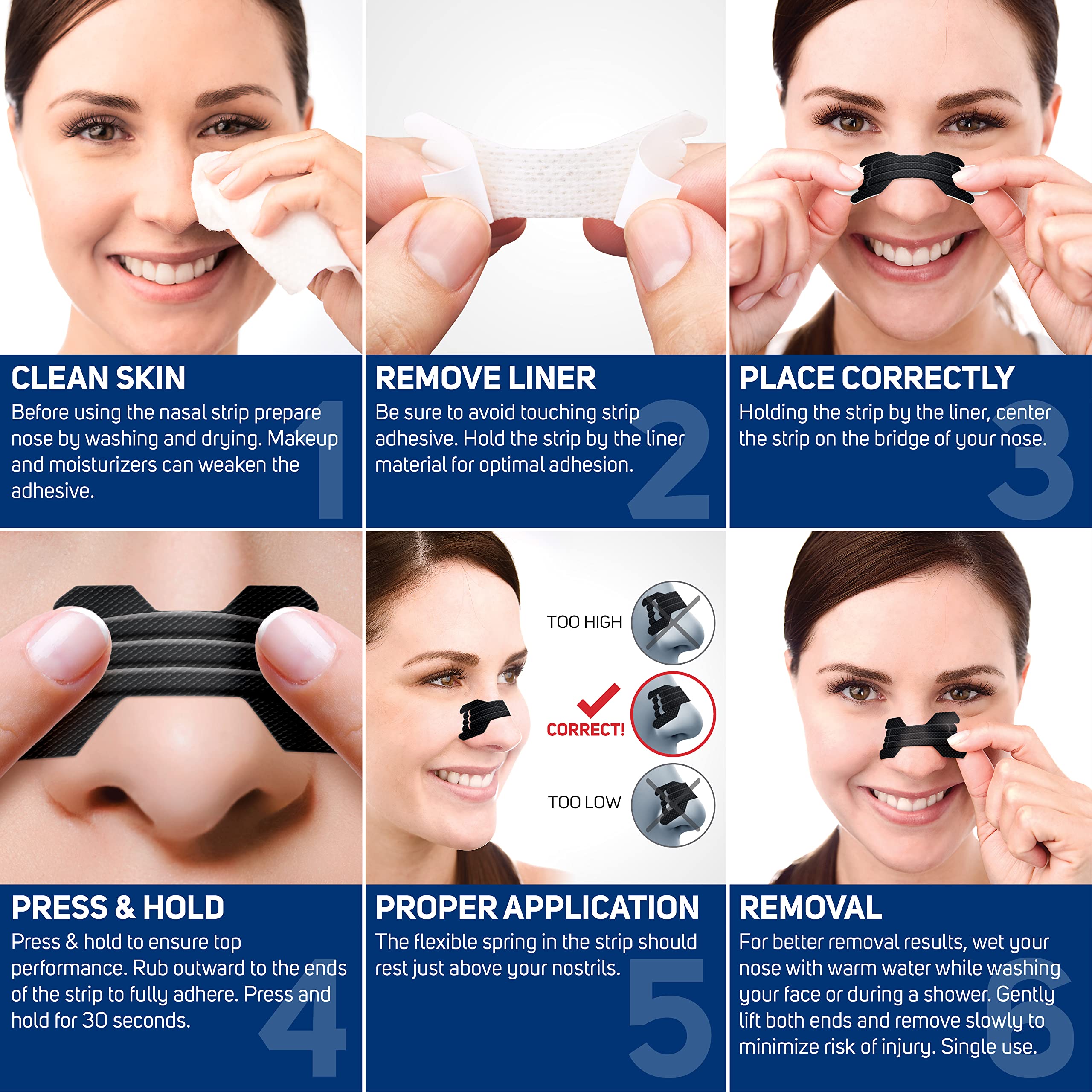 Black Extra Strength nasal strips for sleep and activity