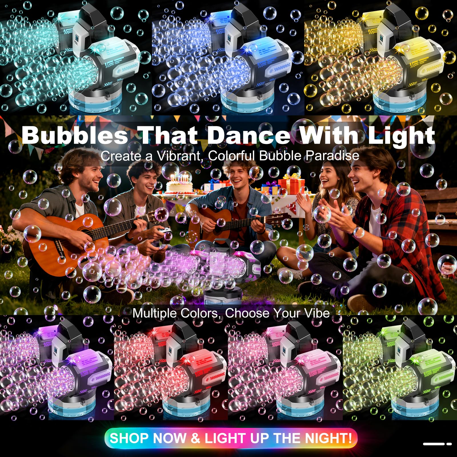 LED battery display on bubble machine