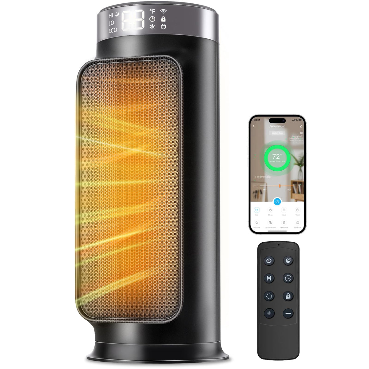 Smart Space Heater 1500W PTC heating unit