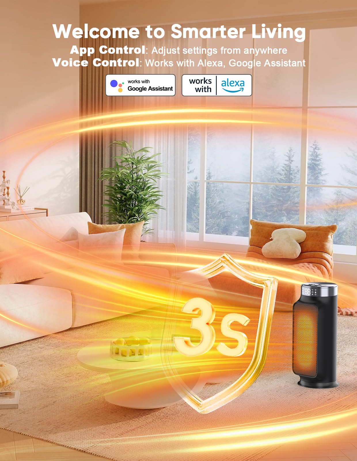 App controlled heater compatible with Alexa and Google