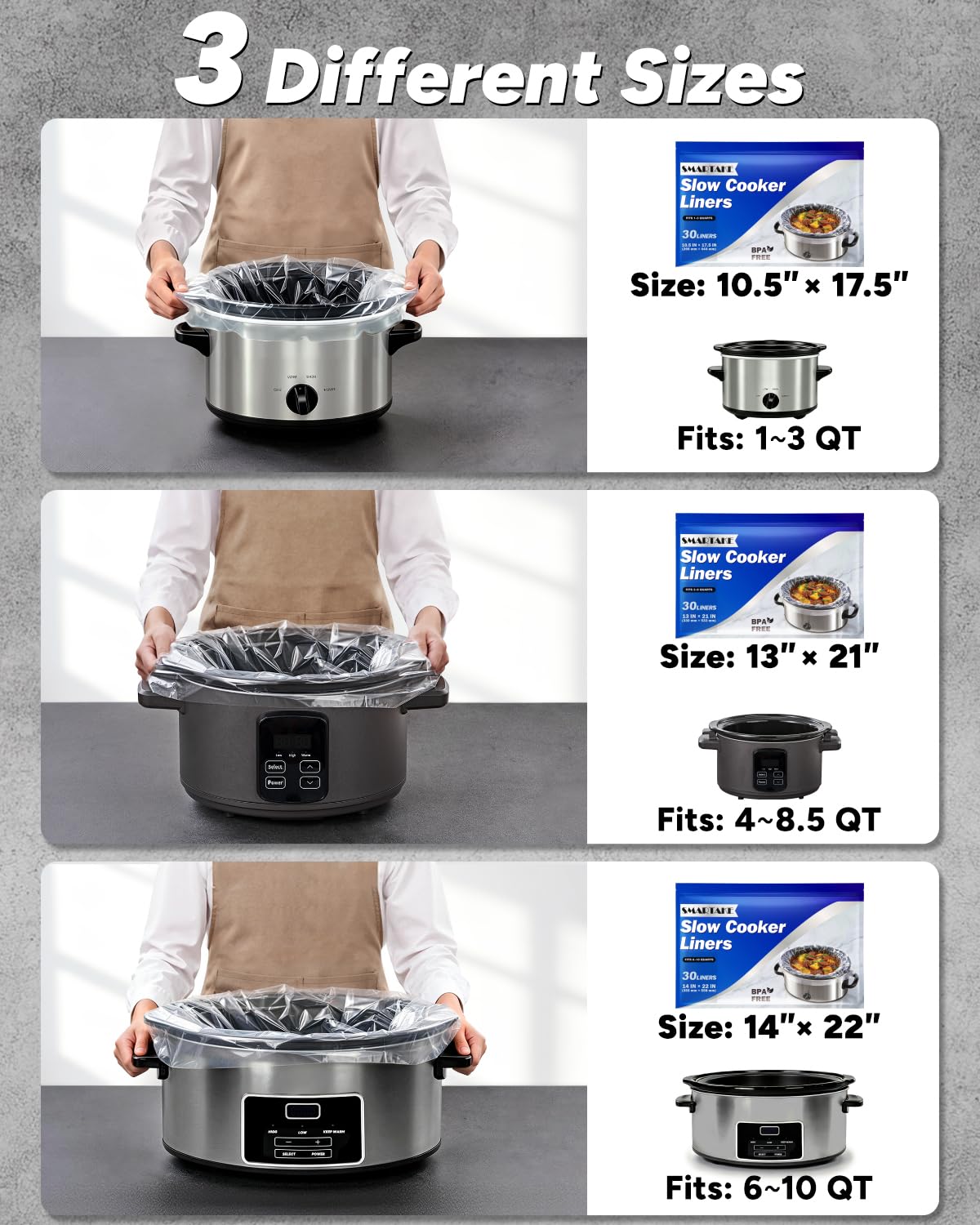 SMARTAKE Slow Cooker Liners product image showing packaging