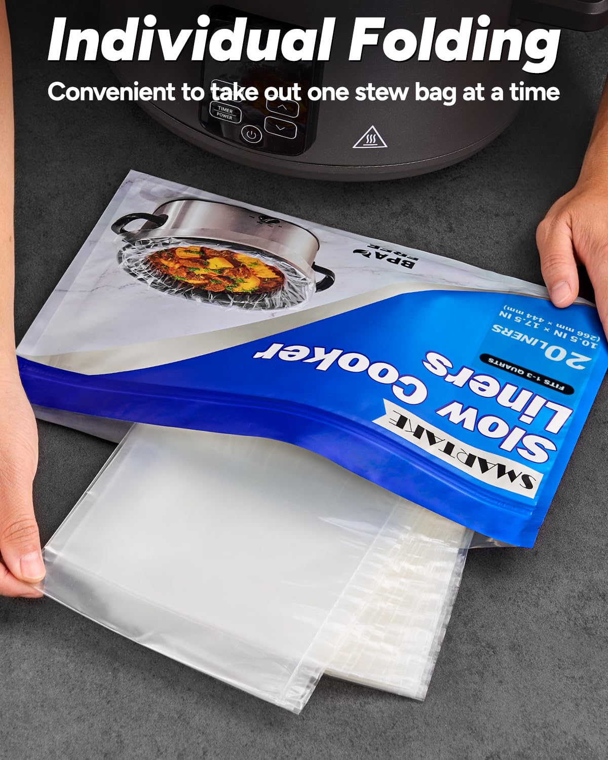 SMARTAKE Slow Cooker Liners countertop setup image