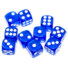 SmartDealsPro D6 dice 16mm transparent blue 10 pack
