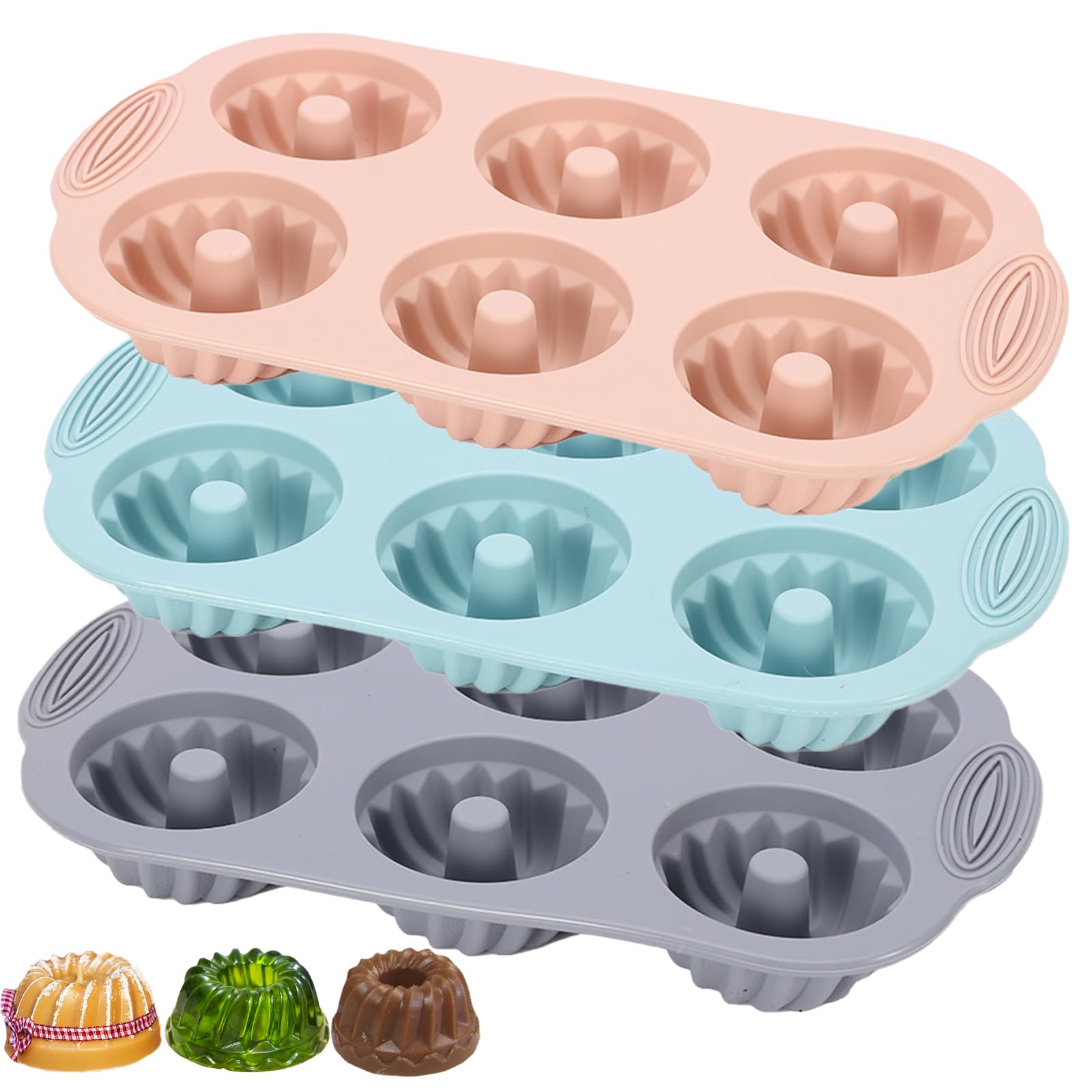 SmartKitch Jello Molds three piece pink blue gray color trio