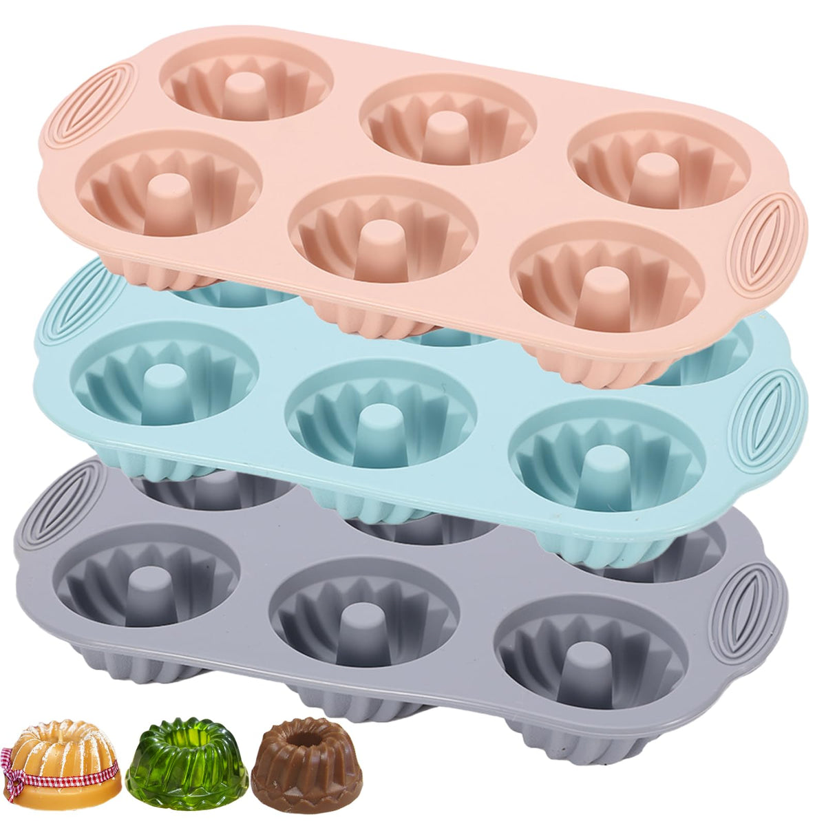 SmartKitch Jello Molds three piece pink blue gray color trio