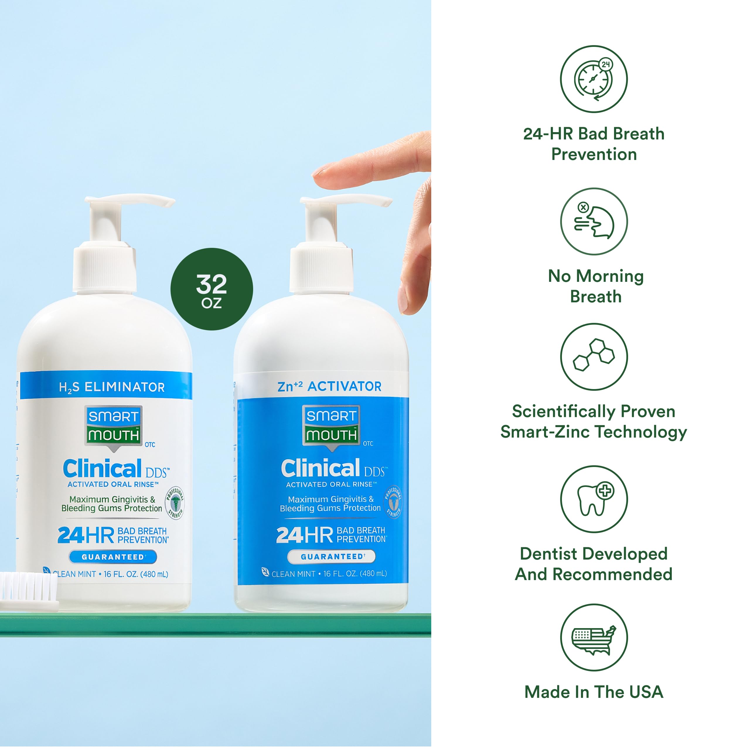 SmartMouth Clinical two-bottle mouthwash system bottle 2 16oz